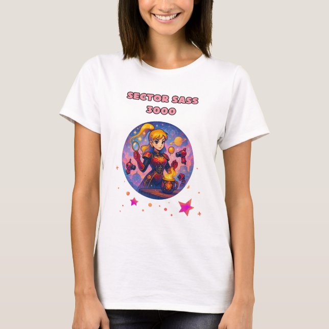 Sass space girl shirt with cute colors  (Front)