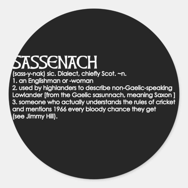 Sassenach Classic Round Sticker (Front)