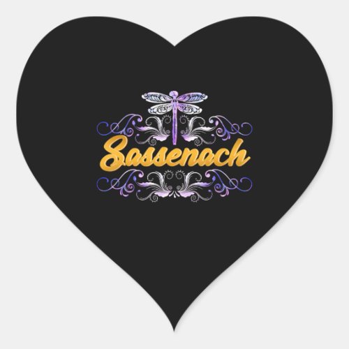 Sassenach Outlander Blue Dragonfly Heart Sticker