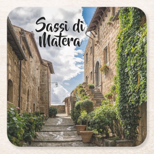 Sassi di Matera Italy Ivy Rustic Steps Square Paper Coaster