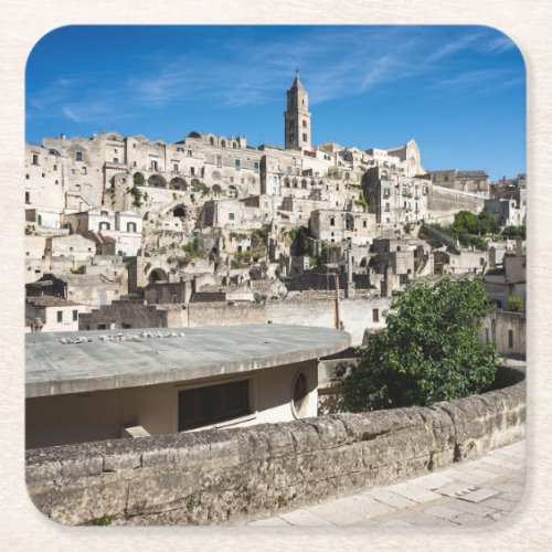 Sassi di Matera old city Square Paper Coaster