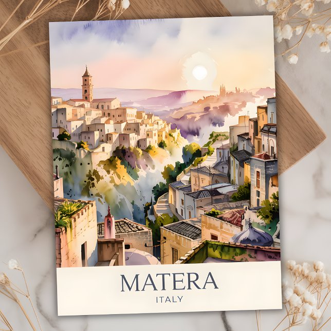 Sassi di Matera Travel Italy Cave City Watercolor Postcard (Matera Italy Watercolor Postcard)