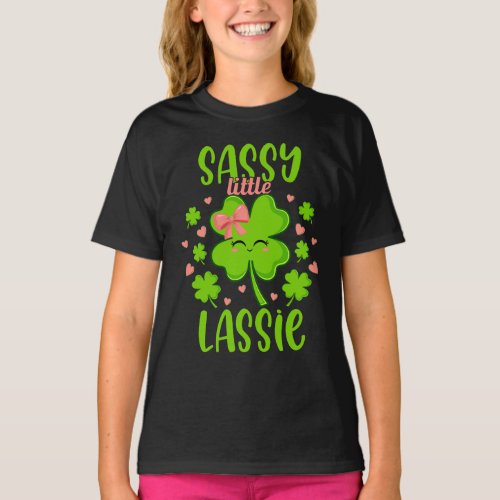 Sassie Little Lassie Cute Shamrock T_Shirt