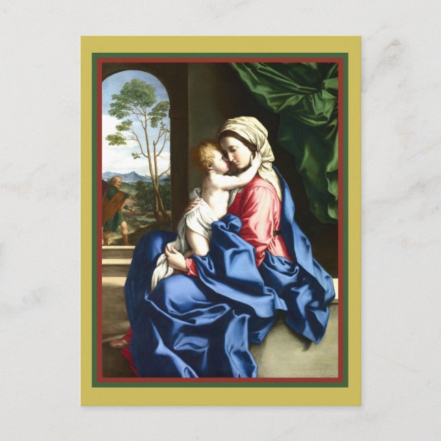 Sassoferrato Madonna and Child Embracing Postcard (Front)