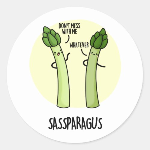 Sassparagus Cute Asparagus Vegetable PUn Classic Round Sticker