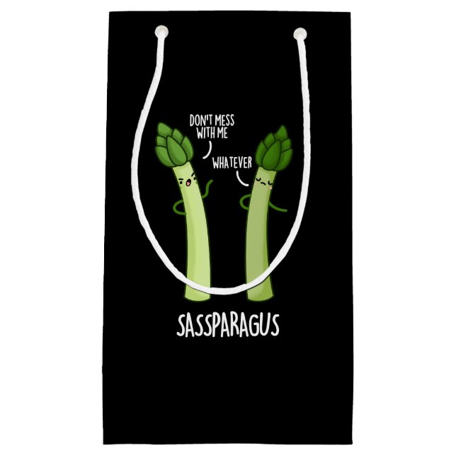 Sassparagus Funny Asparagus Vegetable Pun Dark BG Small Gift Bag (Front)