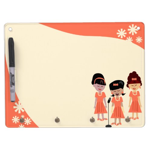 Sassy 60s Girl Group Dry Erase Board With Keychain Holder