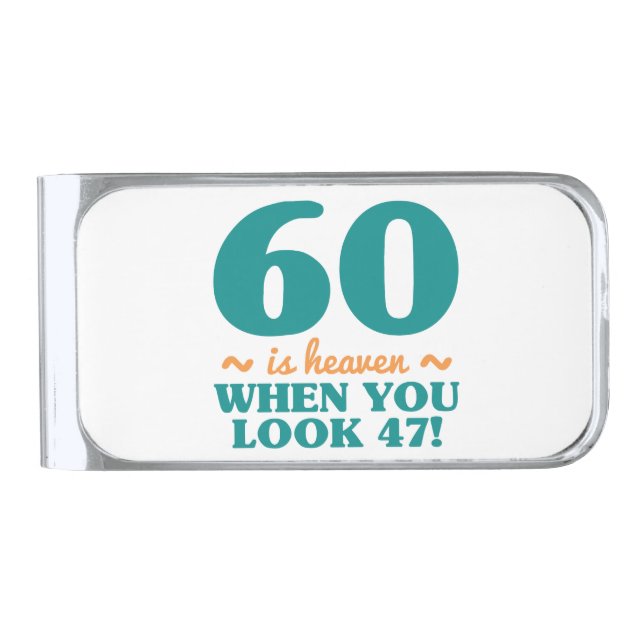 Sassy 60th Birthday Silver Finish Money Clip (Front)