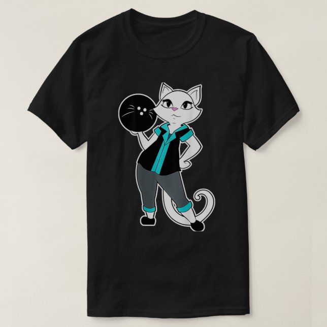 Sassy Alley Cat Bowling Team Backside T T-Shirt (Design Front)