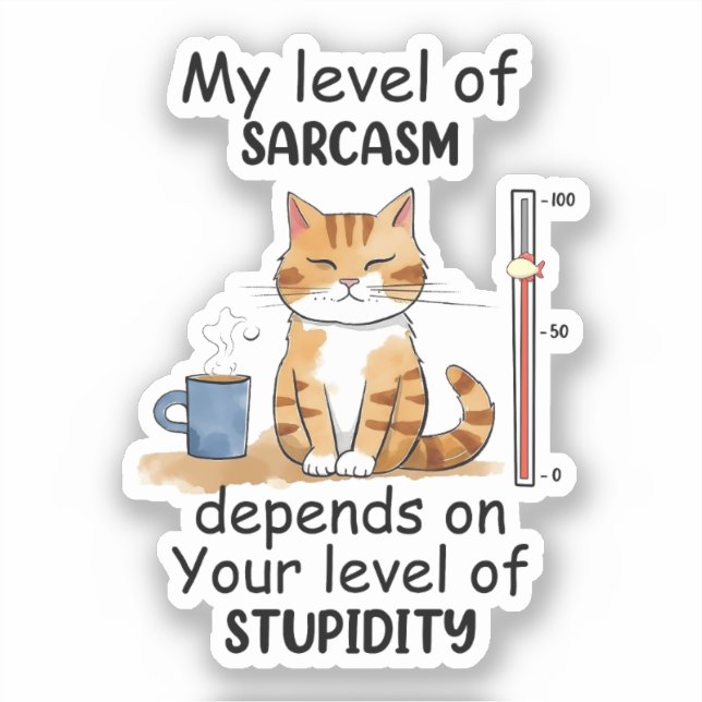 Sassy and Cute Orange Cat Sticker (Front)