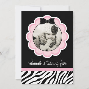 Sassy and Wild Zebra Birthday Party Invitation