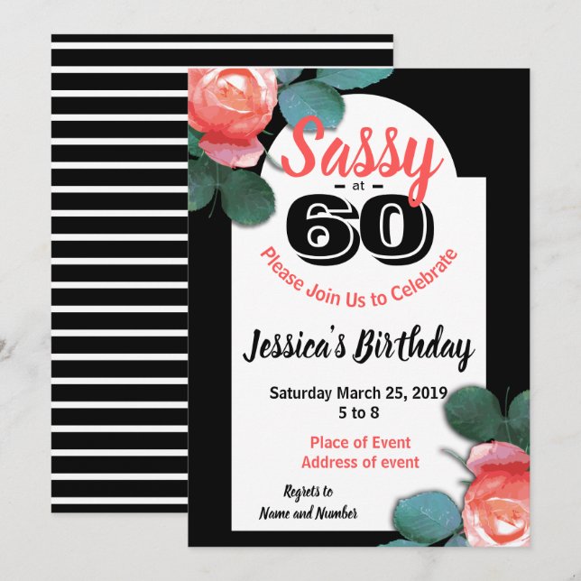 Sassy at 60 Birthday Party Invitations (Front/Back)