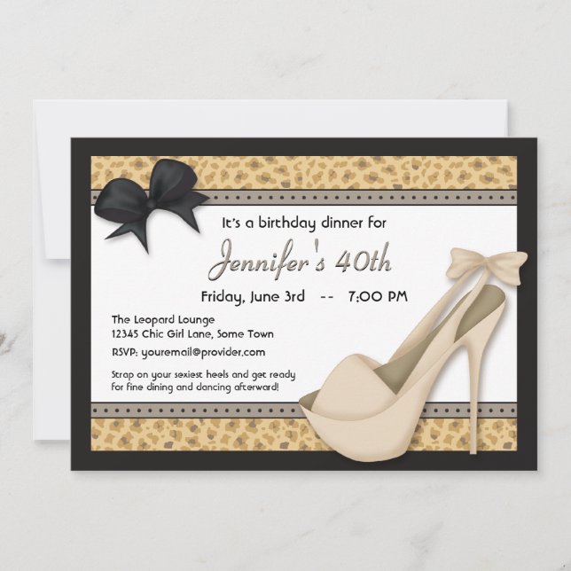 Sassy Beige Heels and Leopard Invitation (Front)