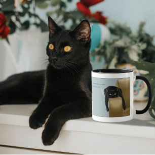 Sassy Black Cat Funny Tired Humor Blue Mug