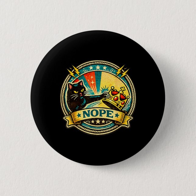 Sassy Black Cat Graphic with Nope Attitude for Cat Button (Front)