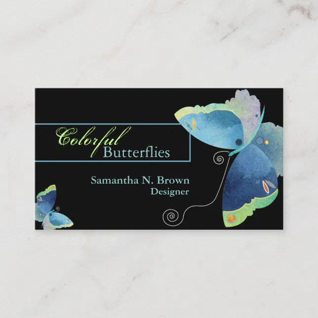 Sassy Blue Butterfly Designer Business Cards Zazzle