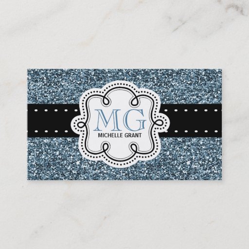 Customizable Sassy Blue Glitter Look Ladies Any Profession Business Card Templates