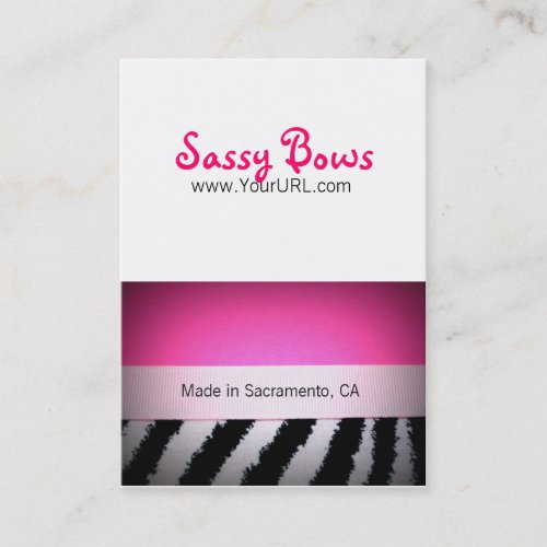 Sassy Bow Chubby Pink &amp; Zebra Bow Cards Business Card Templates