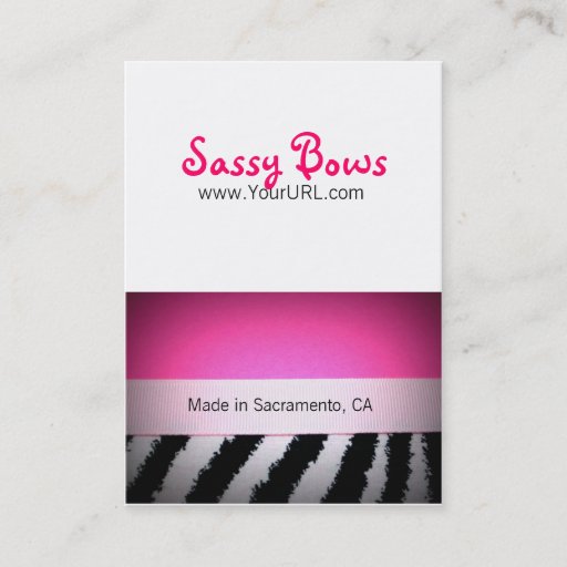 Customizable Sassy Bow Chubby Pink & Zebra Bow Cards Business Card Templates