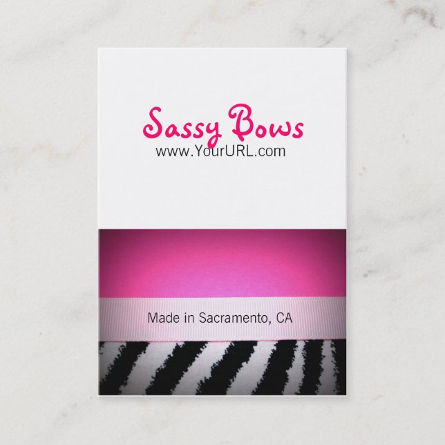 Sassy Bow Chubby Pink & Zebra Bow Cards (Front)