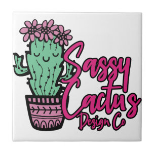 SASSY CACTUS DESIGN GO [logo 1] Ceramic Tile