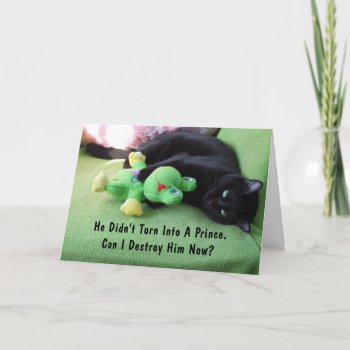 Sassy Cat & Froggy Valentine's Day Card by time2see at Zazzle