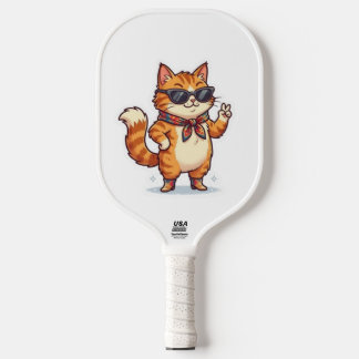 Sassy Cat in Sunglasses & Scarf Carbon Fiber Pickleball Paddle