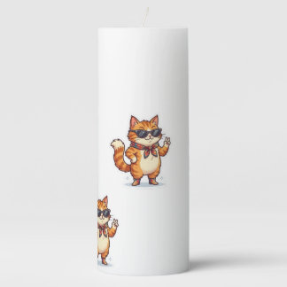 Sassy Cat in Sunglasses & Scarf Pillar Candle