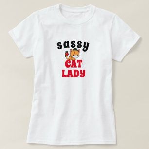 Sassy Cat Lady Funny Pirate Graphic Tee Shirt