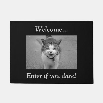 Sassy Cat Or Your Pet's Photo W/ Custom Message Doormat by SmokyKitten at Zazzle