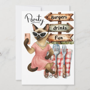 Sassy Cat Selfie at Party Invitation