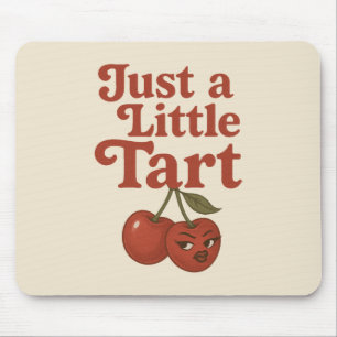 Sassy Cherry Just a Little Tart Retro Red & Pink Mouse Pad