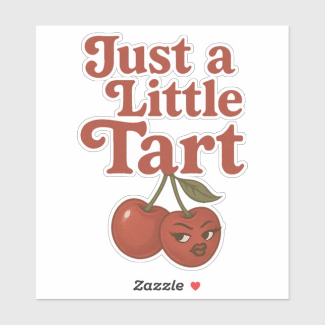 Sassy Cherry Just a Little Tart Retro Red & Pink Sticker (Sheet)