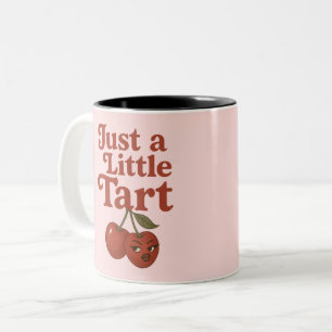 Sassy Cherry Just a Little Tart Retro Red & Pink Two-Tone Coffee Mug