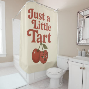 Sassy Cherry Just a Little Tart Retro Red Shower Curtain