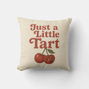 Sassy Cherry Just a Little Tart Retro Red  Throw Pillow