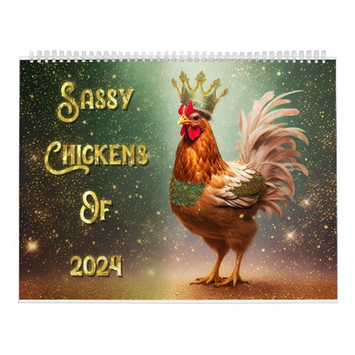 Sassy chickens Two Page LargeCalendar White Calendar