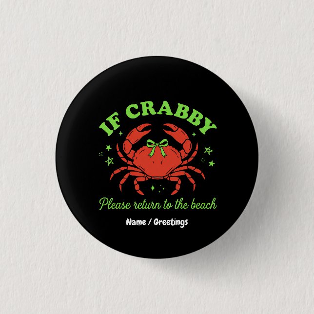  Sassy Coastal Crab Beach Aesthetic Bow Vintage  Button (Front)