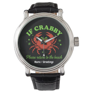 Sassy Coastal Crab Beach Aesthetic Bow Vintage Watch