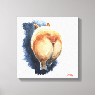 Sassy Corgi Butt Canvas Print 12" x 12"