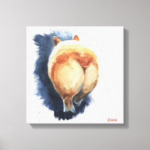 Sassy Corgi Butt Canvas Print 12 x 12