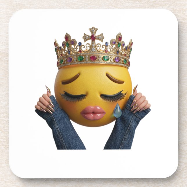Sassy Crying Emoji Party Balloon - Dramatic Birthd Beverage Coaster (Front)