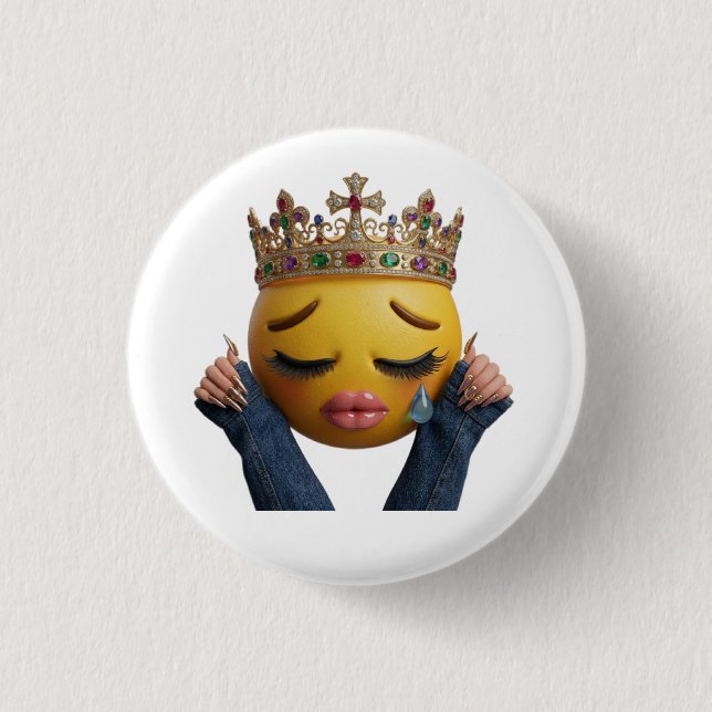 Sassy Crying Emoji Party Balloon - Dramatic Birthd Button (Front)
