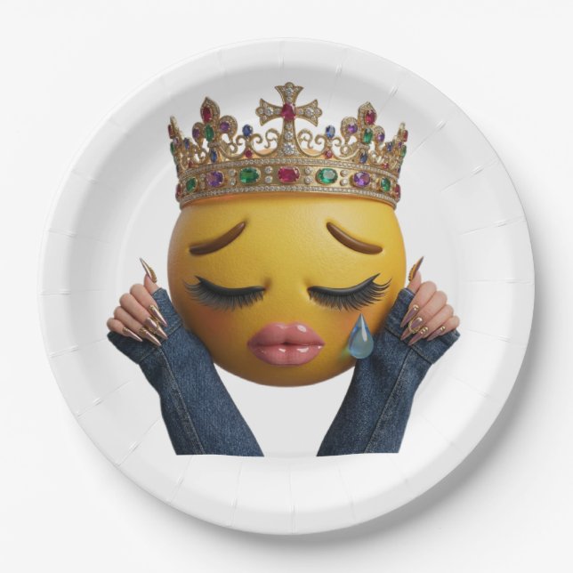 Sassy Crying Emoji Party Balloon - Dramatic Birthd Paper Plates (Front)