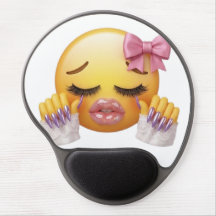 Sassy Crying Emoji with Pink Bow and Nails