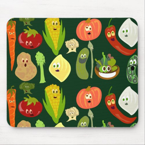 Sassy Cute Veggies Mouse Pad