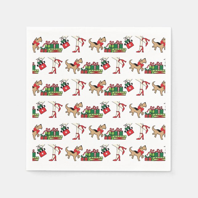 Sassy Dog Holiday Paper Napkins, Standard Cocktail Napkins (Front)