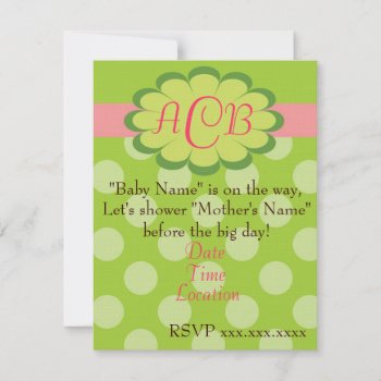 Sassy Dots Pink And Green Baby Shower Invitation by jgh96sbc at Zazzle
