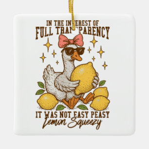 Sassy Duck with Lemons and a Twist of Humor Ceramic Ornament