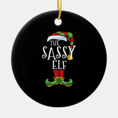 Sassy Elf Family Matching Christmas Group Funnypn Ceramic Ornament